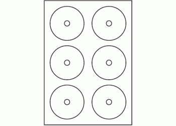 115mm dia CD/DVD - 6 labels per sheet (A3)