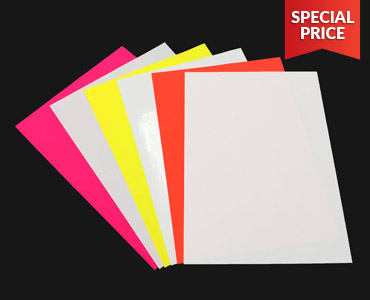 White and fluorescent coloured Stationery Labels
