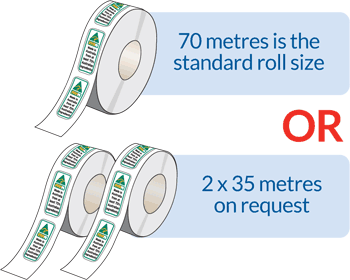 You can have a roll as a standard 70 metre roll or 2 x 35 metre rolls on request