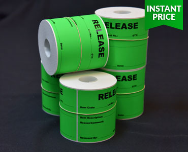 Labels on rolls printed with one colour