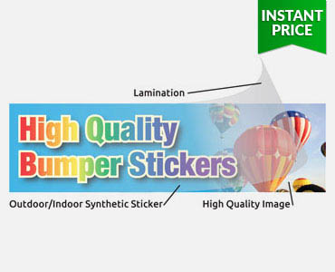 Illustration showing how our bumper stickers are laminated, making them suitable for outdoor use